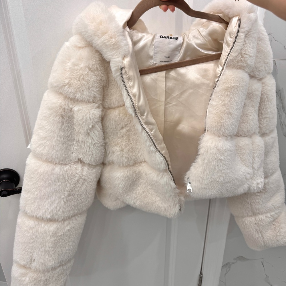 Garage Women's Plush Cream Teddy Jacket